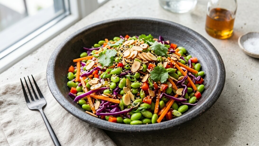 asian edamame salad recipe crunchy ginger soy vinaigrette