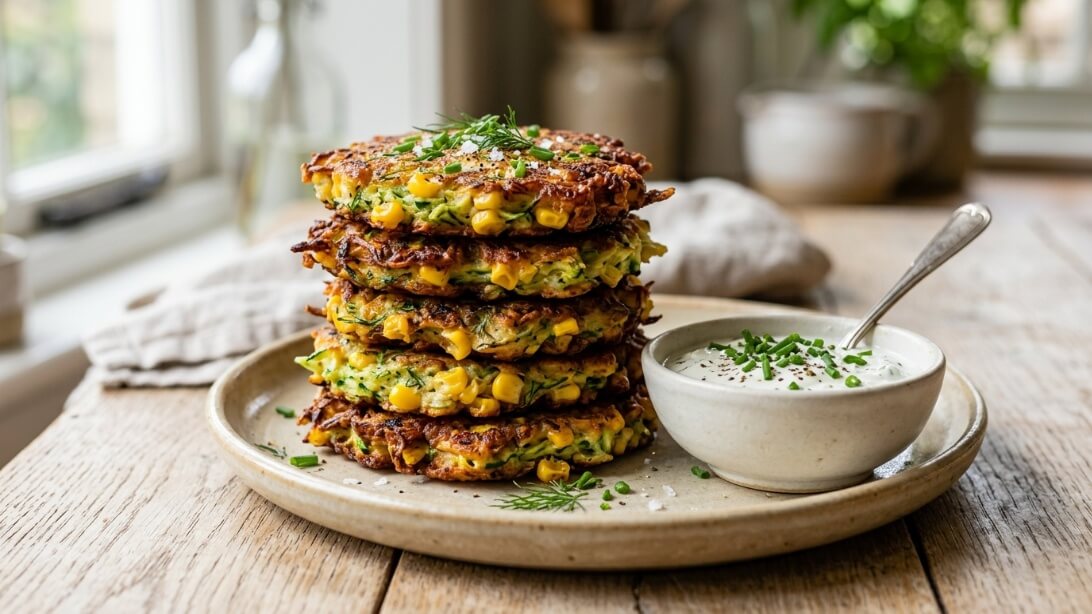 zucchini corn fritters recipe crispy summer patties
